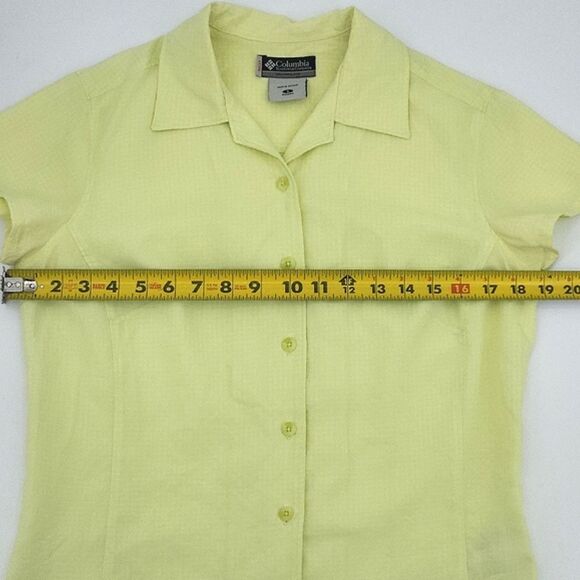 Columbia Sportswear XCO Shirt Women Small Yellow Gingham Plaid Collar Button Up - Picture 6 of 7